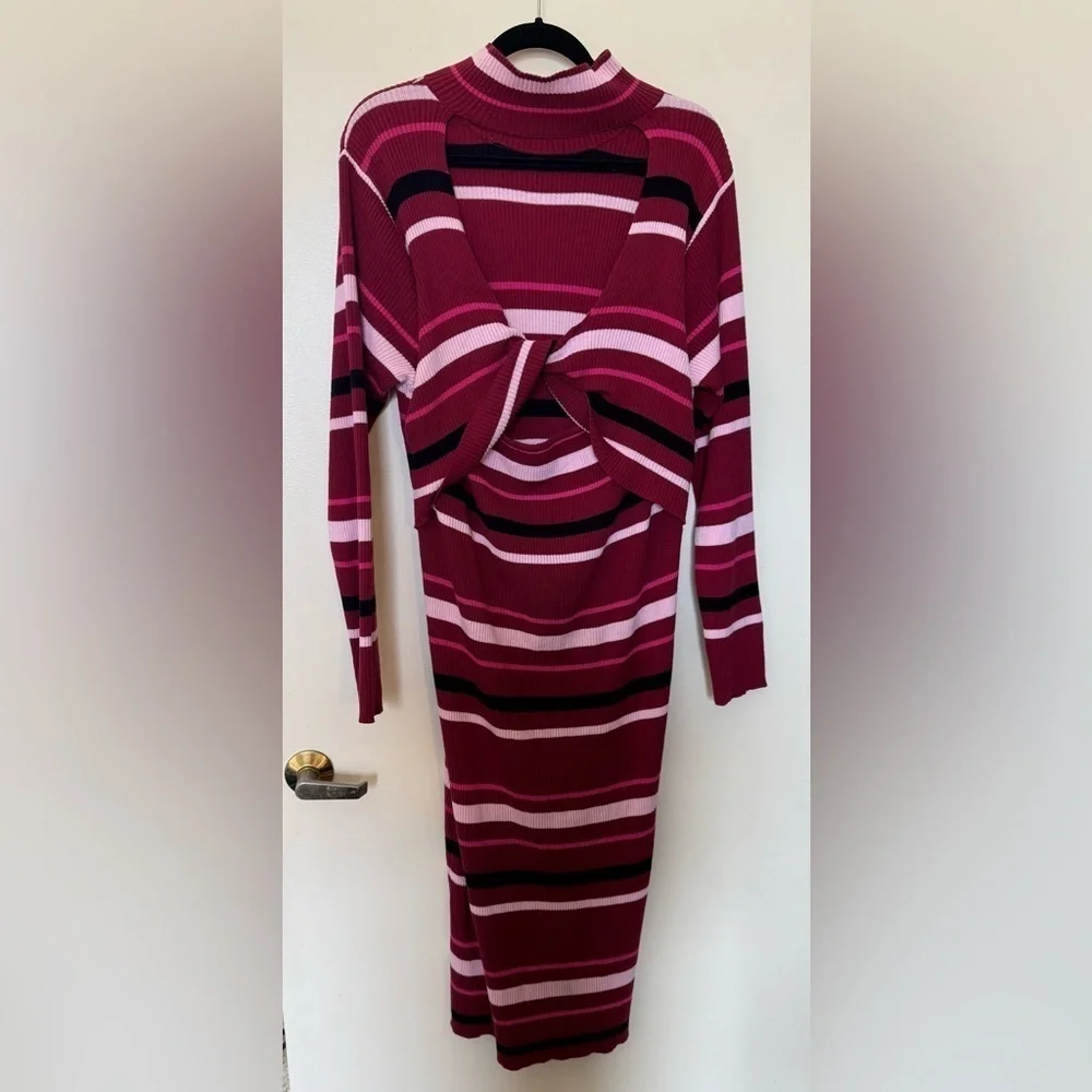 NWOT Eloquii Stripe Sweater Open Back Dress in Size 26-28